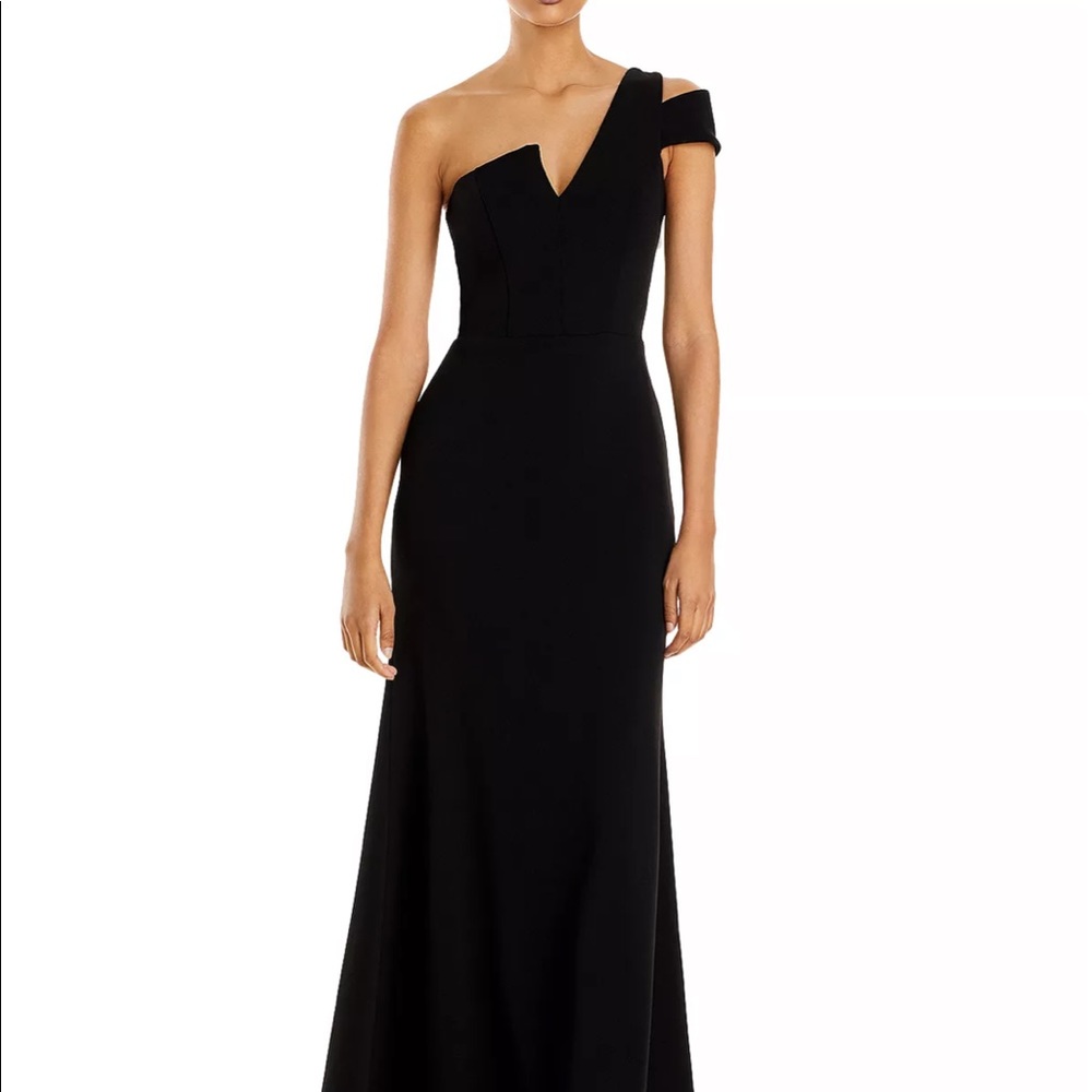 Black One-Shoulder Ruffled Gown